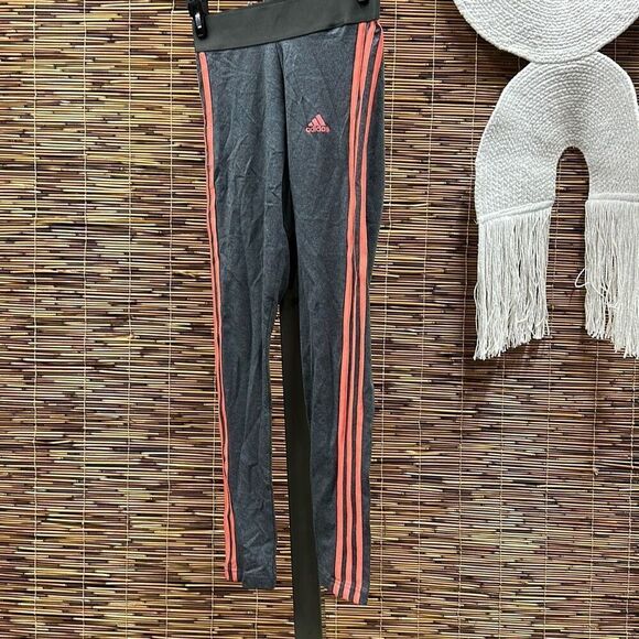 Adidas Women's Essentials 3-Stripe Full Length Cotton Leggings, Xs- Dark Grey He - Picture 2 of 3